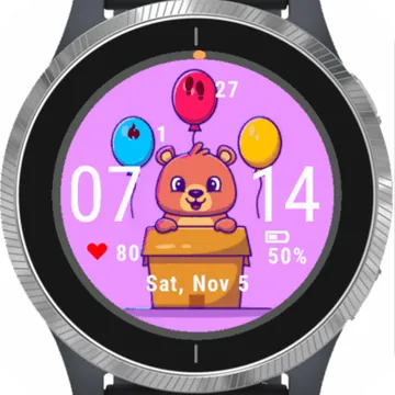 Bear Box With Balloons Garmin watch face preview