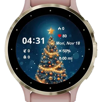 Beautiful Christmas Tree Garmin watch face preview