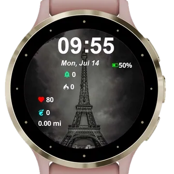 Beautiful Eiffel Garmin watch face preview