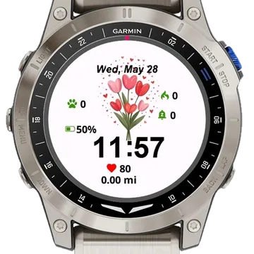 Beautiful Flowers Bouquet Garmin watch face preview