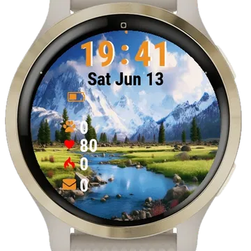 Beautiful Mountain Landscape Garmin watch face preview