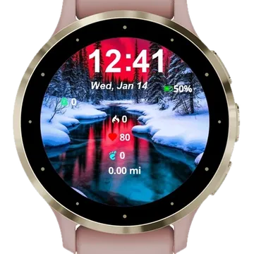 Beautiful Red Aurora Garmin watch face preview