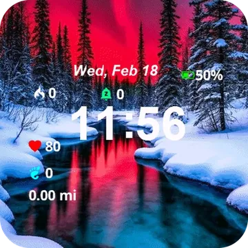 Beautiful Red Aurora Garmin watch face preview