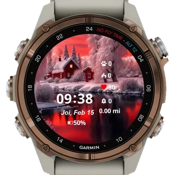 Beautiful snowy glacial Garmin watch face preview