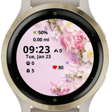 Beautiful Spring Flowers Garmin watch face preview