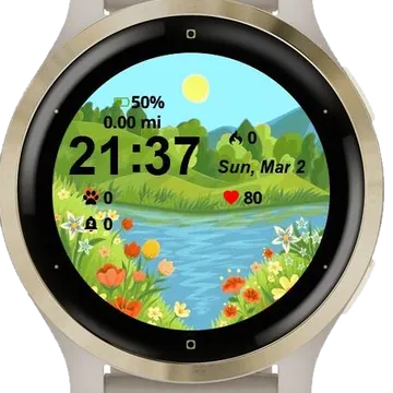 Beautiful Spring Garmin watch face preview