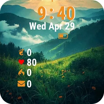 Beautiful Sunrise Over Mountains Garmin watch face preview