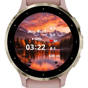 Beautiful Sunset Lake Garmin watch face preview