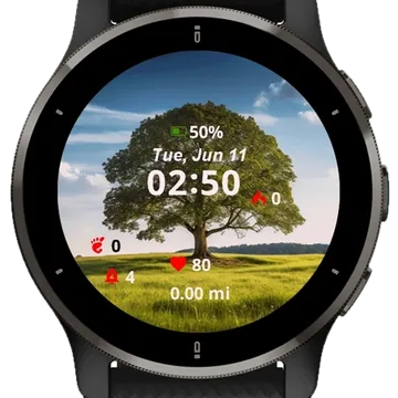 Beautiful Tree Middle Field Garmin watch face preview