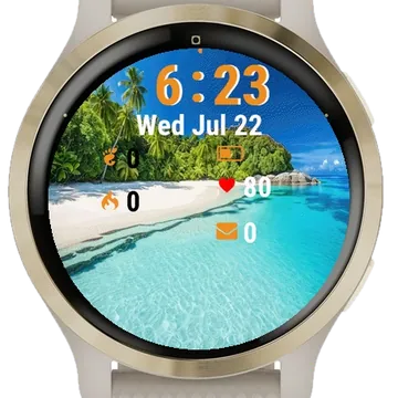 Beautiful Tropical Beach Turquoise Garmin watch face preview