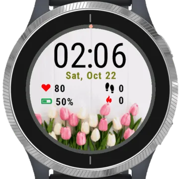 Beautiful Tulips Garmin watch face preview