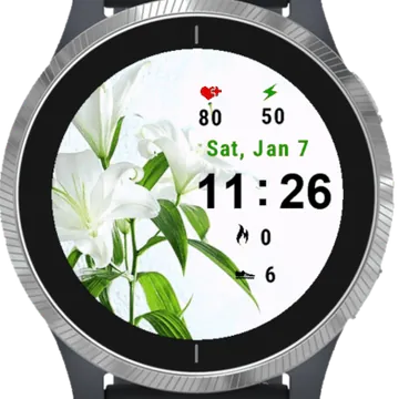 Beautiful White Lilies Garmin watch face preview