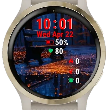 Bench Lantern Rain Garmin watch face preview
