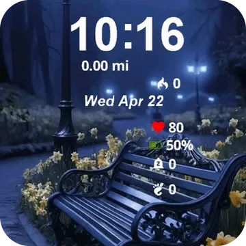 Bench Middle Park Flowers Garmin watch face preview