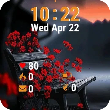 Bench Red Flowers Garmin watch face preview