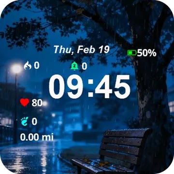 Bench Sitting Under Tree Rain Garmin watch face preview