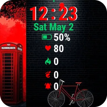 Bicycle Parked Front Red Garmin watch face preview