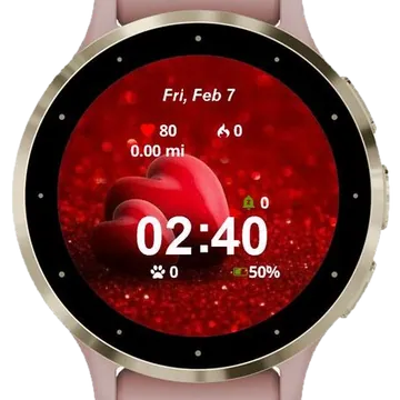 Big Heart Valentines Garmin watch face preview