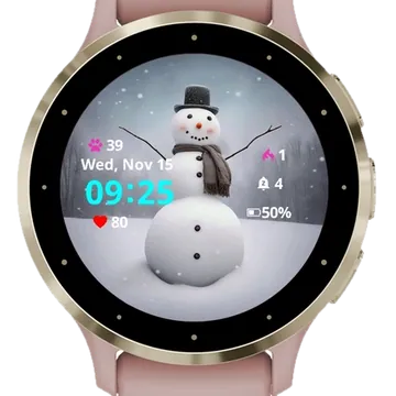 Big Snowman Garmin watch face preview