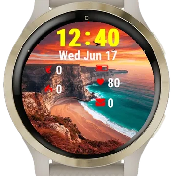 Bird Flying Over Ocean Sunset Garmin watch face preview