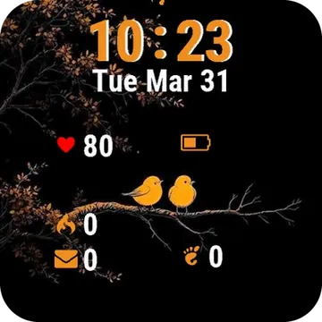 Bird Sitting Branch Black Garmin watch face preview