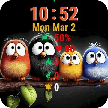 Birds Are Sitting Branch Garmin watch face preview