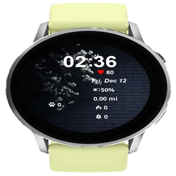 Black Brick Wall White Flower Garmin watch face preview