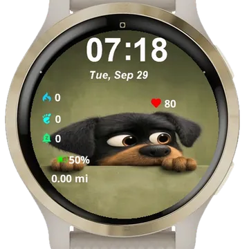 Black Brown Dog Big Eyes Peeking Garmin watch face preview