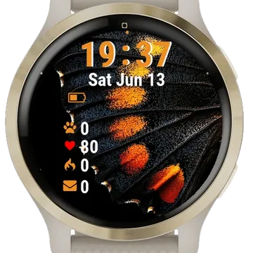 Black Butterfly Orange Garmin watch face preview