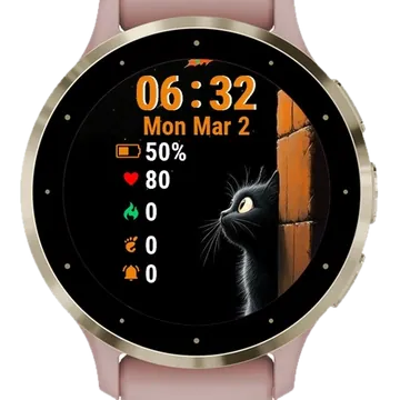 Black Cat Garmin watch face preview