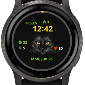 Black Cat Garmin watch face preview