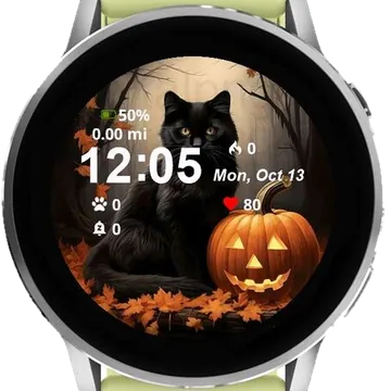 Black Cat Pumpkin Garmin watch face preview