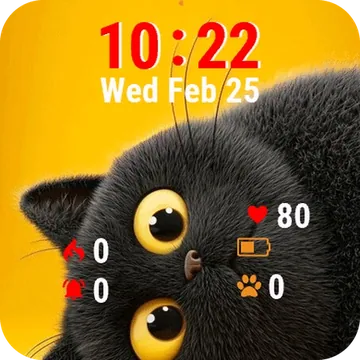 Black Cat Yellow Garmin watch face preview