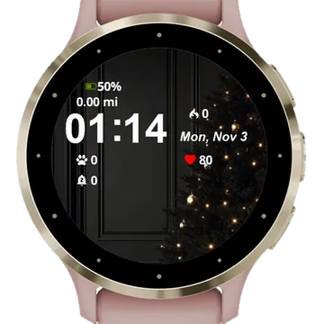 Black Christmas Tree Garmin watch face preview