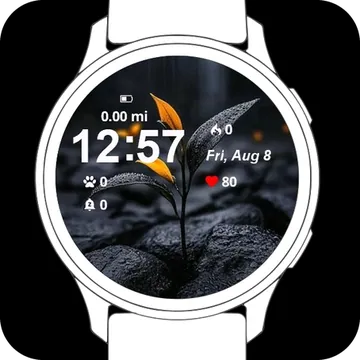 Black Flower Garmin watch face preview