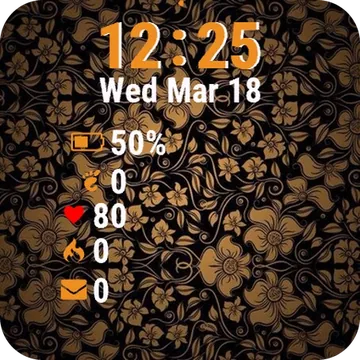 Black Gold Floral Garmin watch face preview