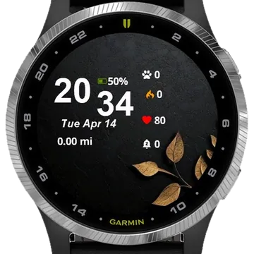 Black Gold Leaves Garmin watch face preview