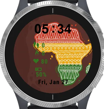 Black International Day Garmin watch face preview