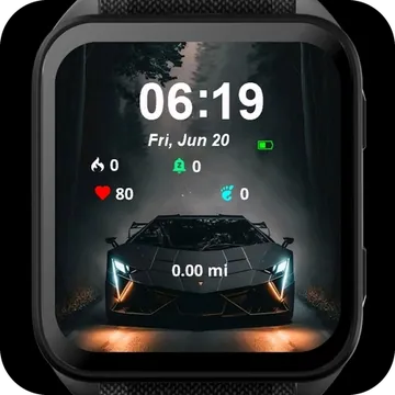 Black Lamborghini Garmin watch face preview