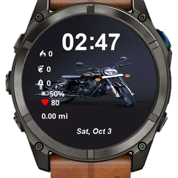 Black Motorcycle Front Wheel Garmin watch face preview