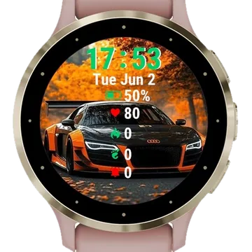 Black Orange Sports Car Garmin watch face preview
