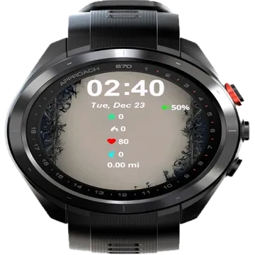 Black White Frame Flowers Garmin watch face preview