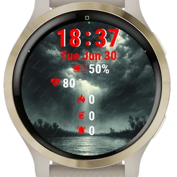 Black White Painting Storm Garmin watch face preview