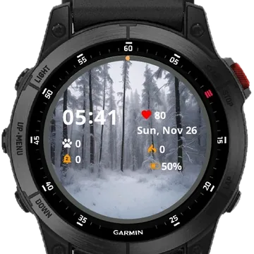 Blizzard winter forest Garmin watch face preview