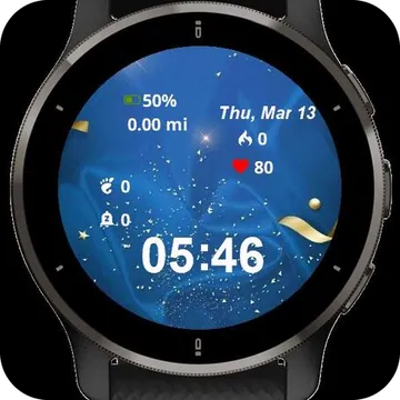 Blue Background Garmin watch face preview