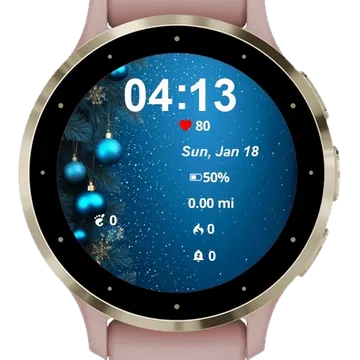 Blue Balls Snowflake Garmin watch face preview