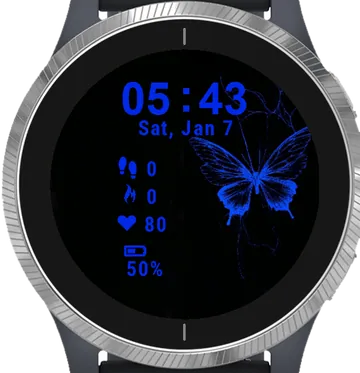 Blue Butterfly Garmin watch face preview