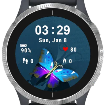 Blue Butterfly Garmin watch face preview