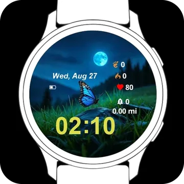 Blue Butterfly Landscape Garmin watch face preview