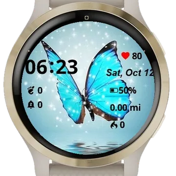 Blue Butterfly Garmin watch face preview